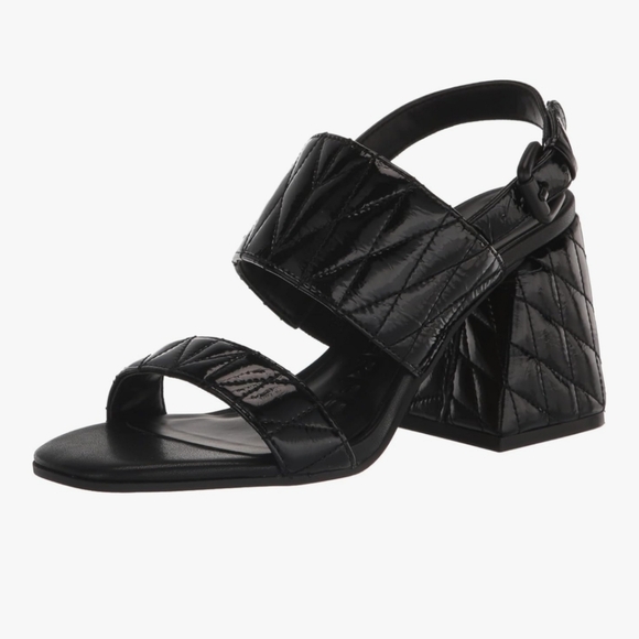 Karl Lagerfeld Shoes - Karl Lagerfeld Sarina Quilted Open Toe Kitten Heeled Sandal